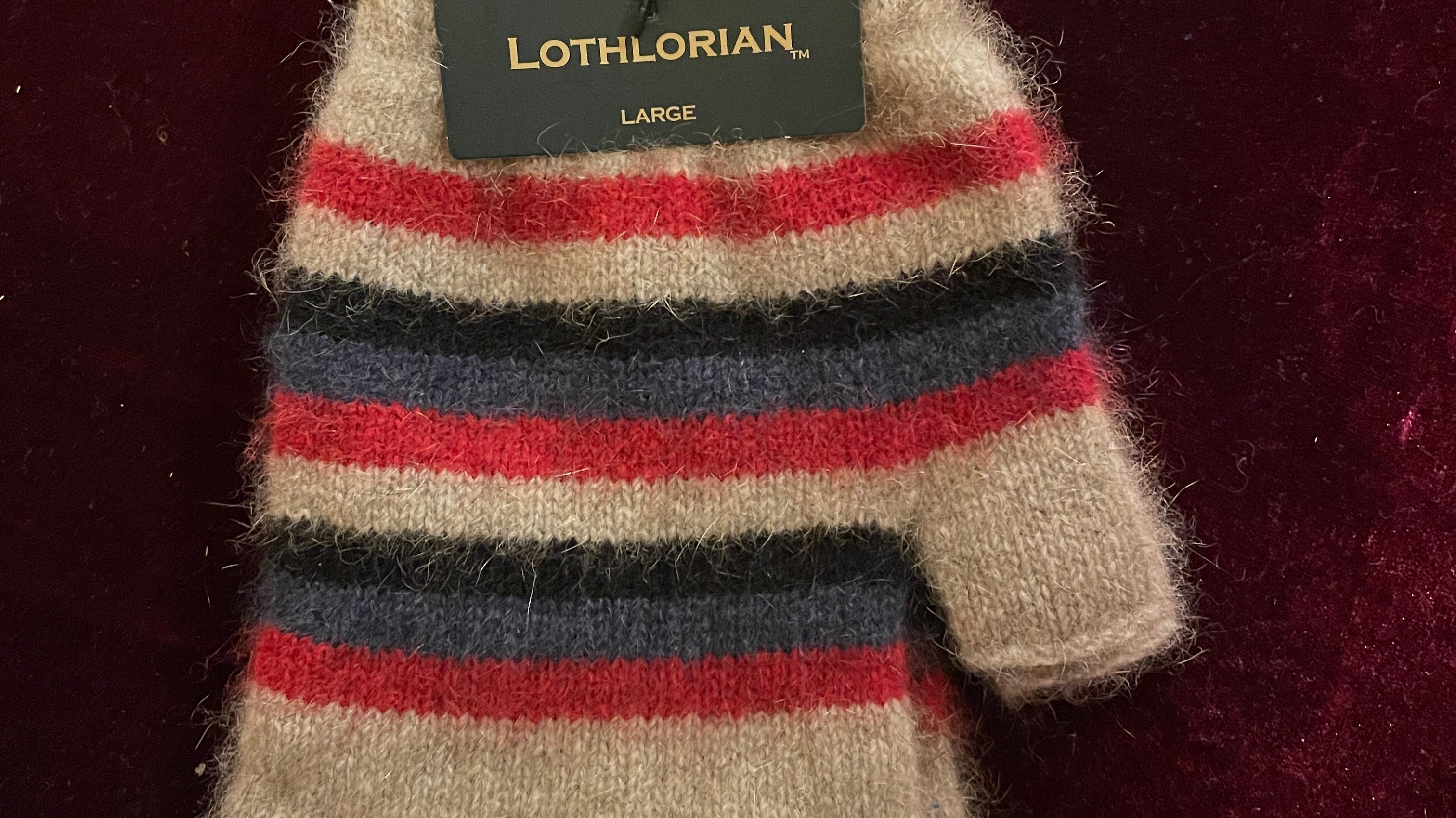 ポッサムメリノ マルチストライプ オープンフィンガーグローブ|LOTHLORIAN